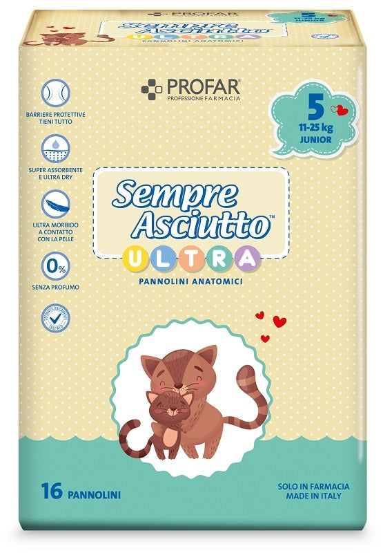 PANNOLINI PROFAR SEMPRE ASCIUTTO ULTRA JUNIOR 11/25 KG 16 PEZZI