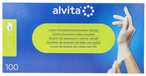 GUANTI DA ISPEZIONE ALVITA IN LATTICE TALCATI S 100 PEZZI