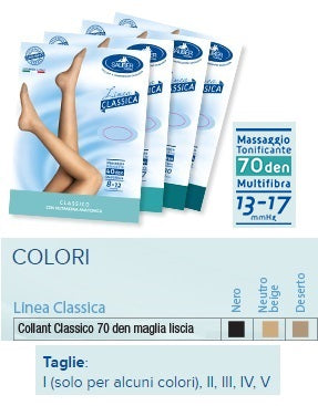 SAUBER COLLANT 70 DENARI MAGLIA LISCIA NERO 2 LINEA CLASSICA