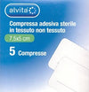 ALVITA GARZA COMPRESSA ADESIVA STERILE IN TESSUTO NON TESSUTO ESTENSIBILE BIANCO 7,2X5CM 5 PEZZI
