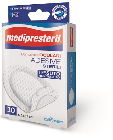 GARZA COMPRESSA OCULARE MEDIPRESTERIL ADESIVA TNT 6,5X9,5CM 10 PEZZI