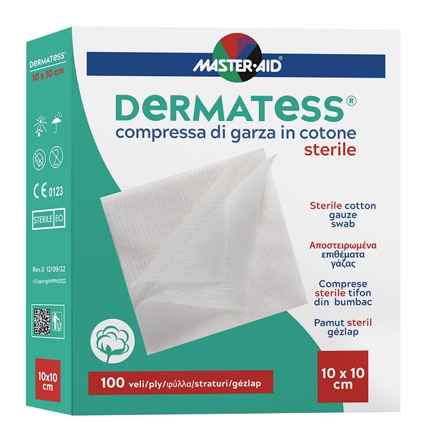 GARZA COMPRESSA MASTER-AID DERMATESS COTONE 10X10CM 100 PEZZI