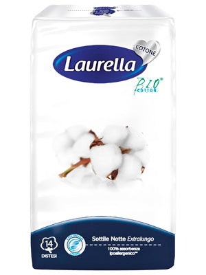 ASSORBENTE LAURELLA IN COTONE SOTTILE NOTTE DISTESO 14 PEZZI