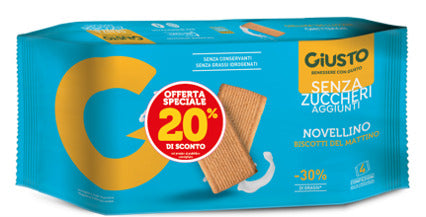 GIUSTO SENZA ZUCCHERI AGGIUNTI BISCOTTI DEL MATTINO 350 G TAGLIO PREZZO 20%