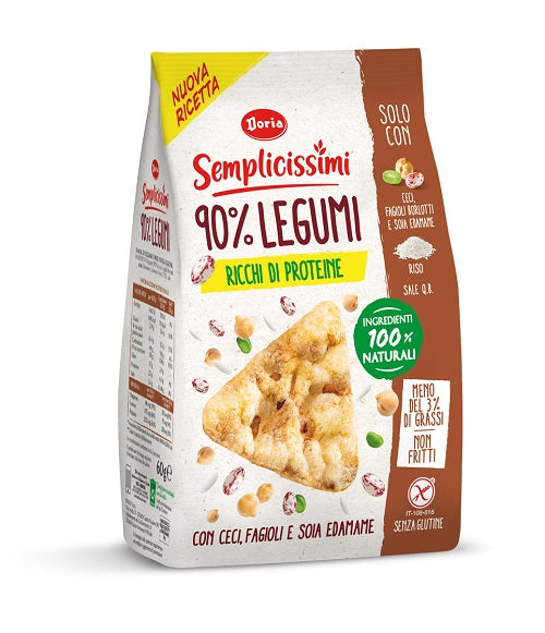 DORIA SEMPLICISSIMI SNACK 90% LEGUMI CECI, FAGIOLI E SOIA 60 G
