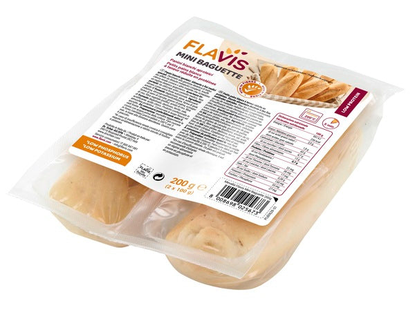 FLAVIS MINI BAGUETTE PANINI BIANCHI APROTEICI 2 PEZZI DA 100 G