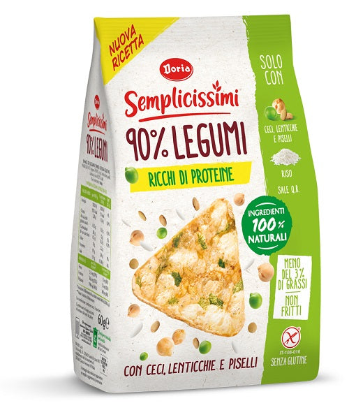 DORIA SEMPLICISSIMI SNACK 90% LEGUMI CECI, LENTICCHIE E PISELLI 60 G