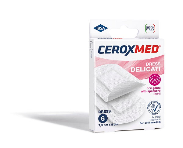 DRESS DELICATI CEROXMED CON GARZA ALTO SPESSORE PER PELLI SENSIBILI 7,5X5CM 6 PEZZI