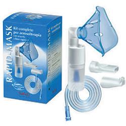 KIT COMPLETO PRONTEX RAPID MASK PER AEROSOLTERAPIA CON AMPOLLA PLASTICA +MASCHERA PER ADULTI +TUBO PRESSIONE +ACCESSORIO NASALE +BOCCHERUOLA
