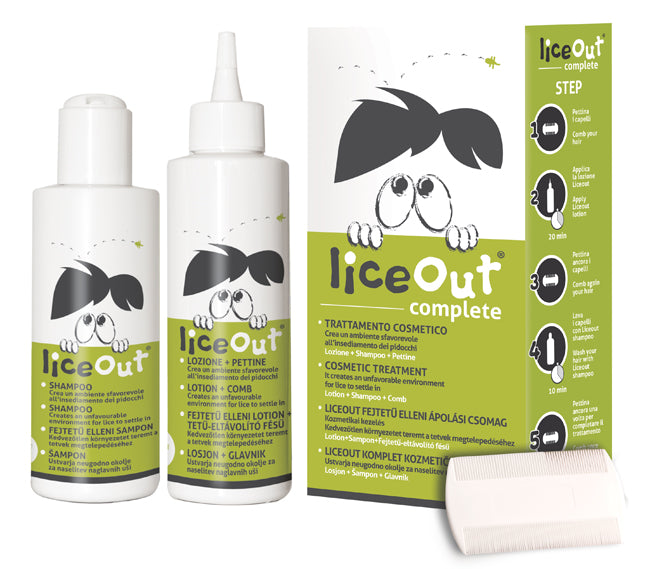 LICEOUT KIT COMPLETO 1 SHAMPOO 125 ML + 1 LOZIONE 125 ML + 1 PETTINE