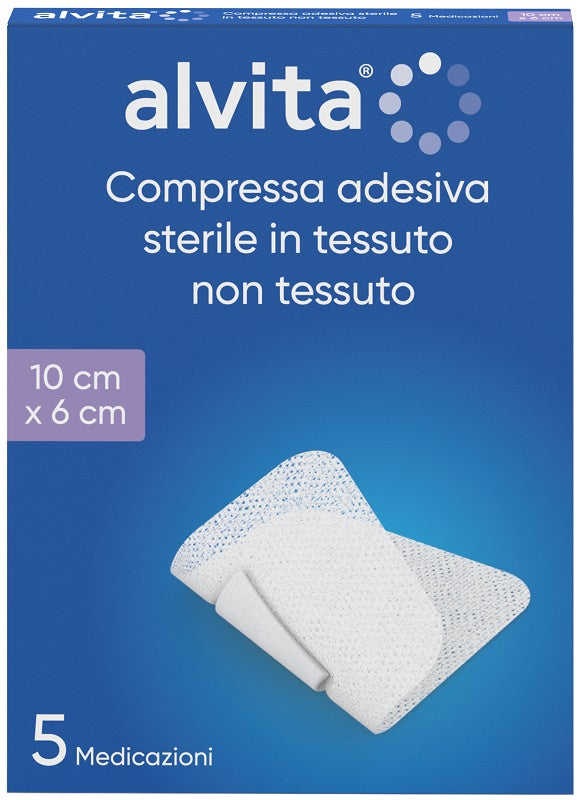 GARZA COMPRESSA ADESIVA ALVITA TNT 10X6CM 5 PEZZI