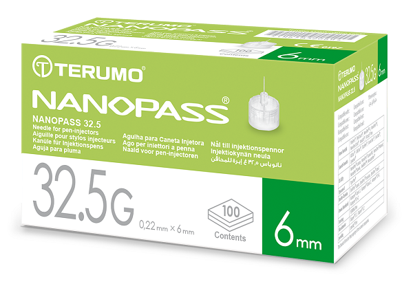 AGO PER PENNA DA INSULINA NANOPASS 32,5 GAUGE LUNGHEZZA 6 MM 100 PEZZI