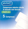 ALVITA GARZA COMPRESSA ADESIVA STERILE IN TESSUTO NON TESSUTO ESTENSIBILE BIANCO 10X25CM 5 PEZZI