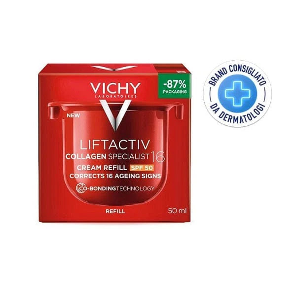Vichy Liftactiv Collagen Specialist 16 Ricarica Crema Viso Anti-Età SPF50 Rughe Profonde e Linee Sottili Ridotte, 50ml