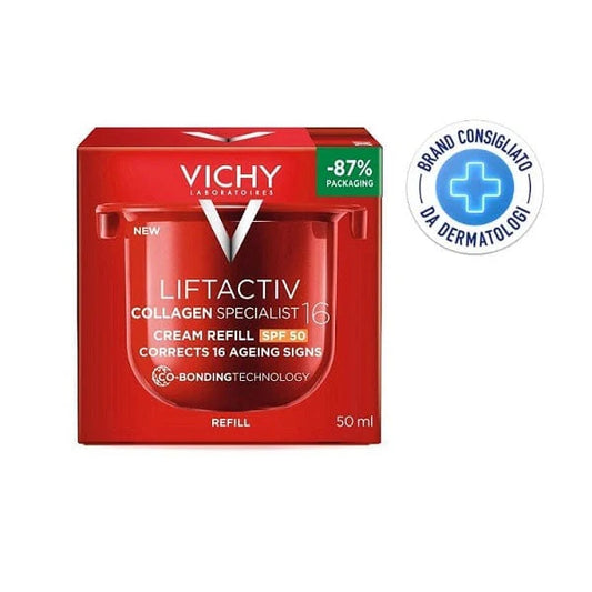 Vichy Liftactiv Collagen Specialist 16 Ricarica Crema Viso Anti-Età SPF50 Rughe Profonde e Linee Sottili Ridotte, 50ml