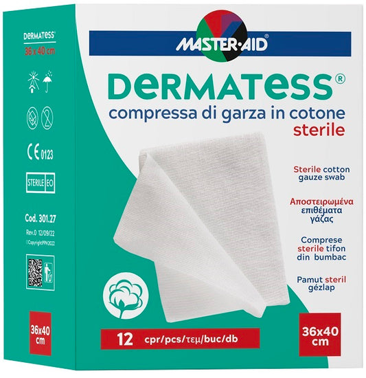 GARZA COMPRESSA DERMATESS IN COTONE 36X40CM 12 PEZZI