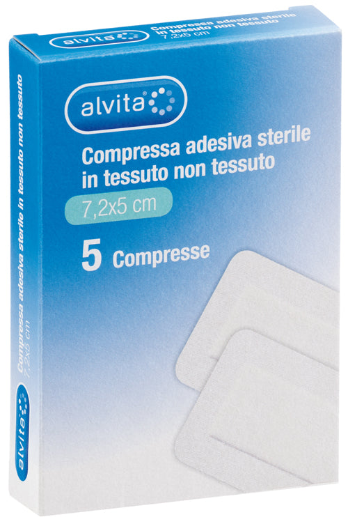 ALVITA GARZA COMPRESSA AUTOADESIVA IN TNT 7,2X5CM 5 PEZZI