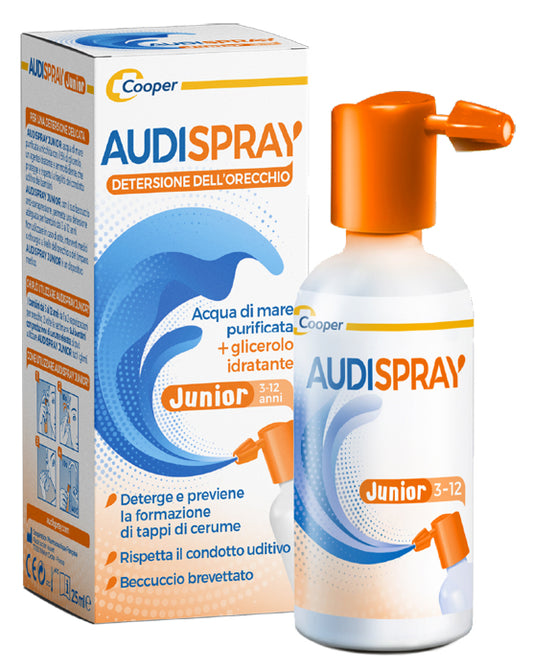 SOLUZIONE DI ACQUA DI MARE IPERTONICO AUDISPRAY JUNIOR IGIENE ORECCHIO SPRAY SENZA GAS 25 ML