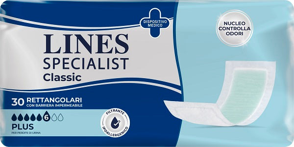 PANNOLONE LINES SPECIALIST CLASSIC RETTANGOLARE CON BARRIERA CONTROL 30 PEZZI
