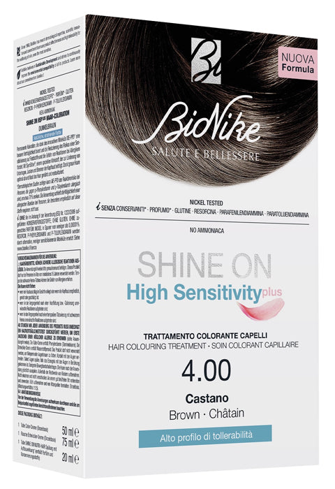 SHINE ON HIGH SENSITIVITY PLUS CHESTNUT 4.00 CREAM DEVELOPER 75 ML + COLOURING CREAM 50 ML