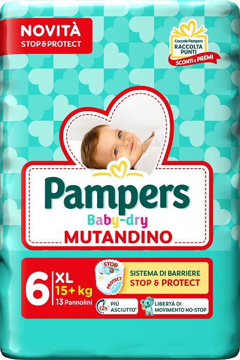 PAMPERS BABY DRY PANNOLINO MUTANDINA EXTRA LARGE SMALL PACK 13 PEZZI