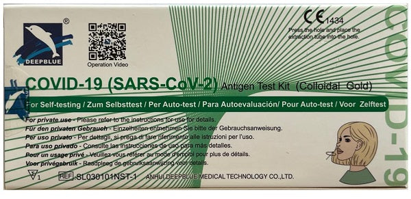 TEST ANTIGENICO RAPIDO COVID-19 DEEPBLUE AUTODIAGNOSTICO RILEVAZIONE QUALITIVA ANTIGENI SARS-COV-2 IN TAMPONI NASALI 1 PEZZO