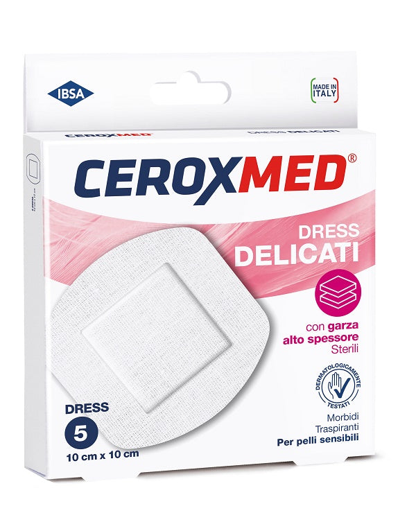 DRESS DELICATI CEROXMED CON GARZA ALTO SPESSORE PER PELLI SENSIBILI 10X10CM 5 PEZZI