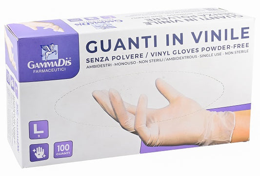 GUANTI VINILE SENZA POLVERE LARGE 100 PEZZI GAMMADIS