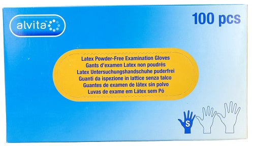 GUANTI DA ISPEZIONE ALVITA IN LATTICE SENZA TALCO S 100 PEZZI