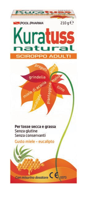 KURATUSS NATURAL SCIROPPO ADULTI PER TOSSE SECCA E GRASSA CON MISURINO DOSATORE GUSTO MIELE EUCALIPTO 210 G