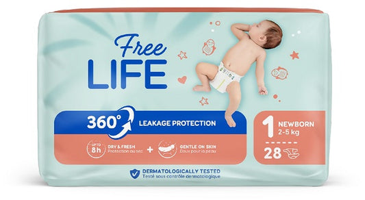 FREELIFE SIRIUS NEWBORN DIAPERS 28 COUNT