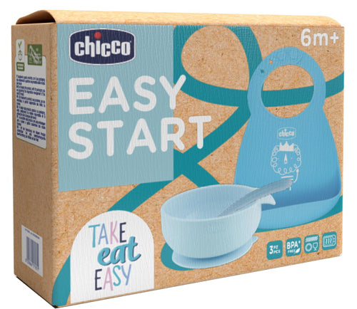 CHICCO SILICONE MEAL SET 6M+ LIGHT BLUE