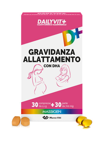 MASSIGEN GRAVIDANZA ALLATTAMENTO CON ACIDO FOLICO MULTIVITAMINICO E MULTIMINERALE 30 COMPRESSE RIVESTITE DA 1,1 G + 30 PERLE DA 700 MG
