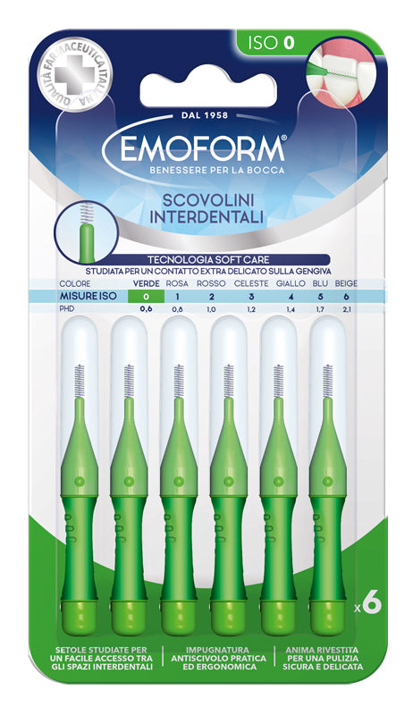 EMOFORM INTERDENTAL BRUSH ISO 0 GREEN 6 PIECES