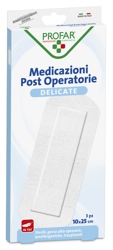 MEDICAZIONE POST OPERATORIA STERILE GARZA ANTIADERENTE 10X25 CM 3 PEZZI PROFAR
