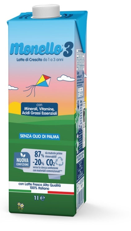 MONELLO 3 FORMULA PER LA CRESCITA A BASE DI LATTE PER BAMBINI DA 1 A 3 ANNI LIQUIDO 1 LITRO