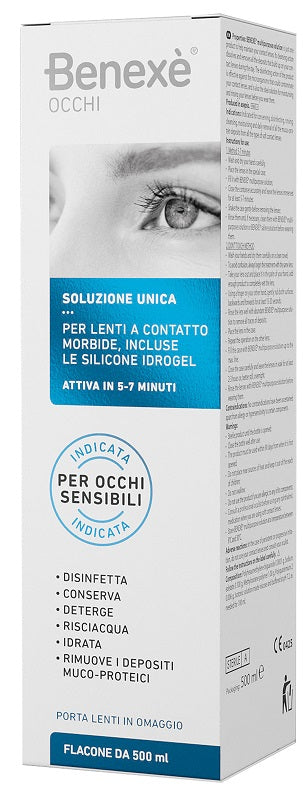 SOLUZIONE UNICA BENEXE' OCCHI PULIZIA LENTI A CONTATTO 500 ML + PORTALENTI IN OMAGGIO