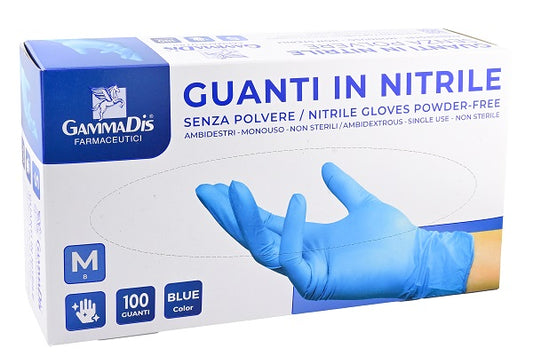 GUANTI NITRILE SENZA POLVERE SMALL 100 PEZZI GAMMADIS
