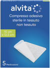 GARZA COMPRESSA ADESIVA ALVITA TNT 10X12,5CM 5 PEZZI