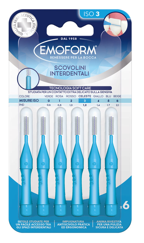 EMOFORM INTERDENTAL BRUSH ISO 3 LIGHT BLUE 6 PIECES