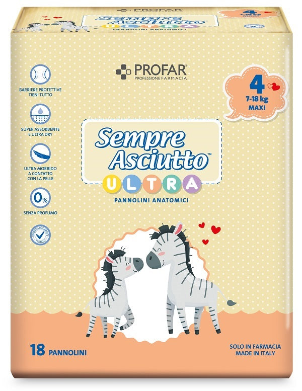 PANNOLINI PROFAR SEMPRE ASCIUTTO ULTRA MAXI 7/18 KG 18 PEZZI