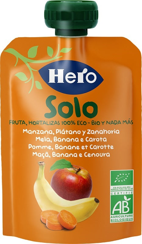 HERO SOLO FRUTTA FRULLATA 100% BIO MELA BANANA CAROTA 100 G