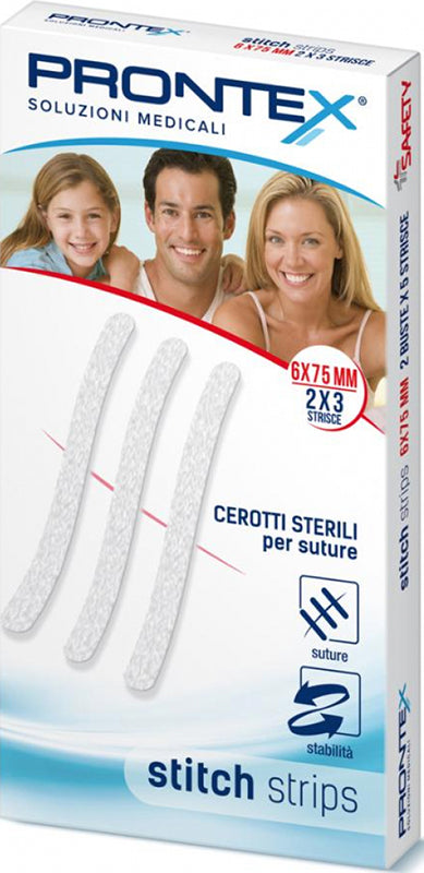 PRONTEX STITCH STRIPS 6X75 MM 6 PEZZI