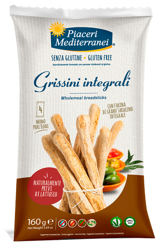 PIACERI MEDITERRANEI WHOLE WHEAT BREADSTICKS 160 G