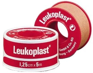 CEROTTO CHIRURGICO PER FISSAGGIO MEDICAZIONI IN ROCCHETTO LEUKOPLAST SUPPORTO VISCOSA COLOR PELLE MASSA ADESIVA CAUCCIU' OSSIDO DI ZINCO 1,25X500CM MUTUABILE