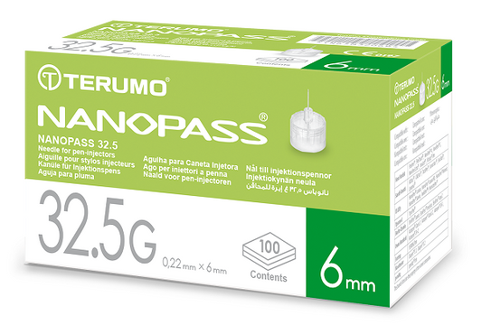 AGO PER PENNA DA INSULINA NANOPASS 32,5 GAUGE LUNGHEZZA 6 MM 100 PEZZI