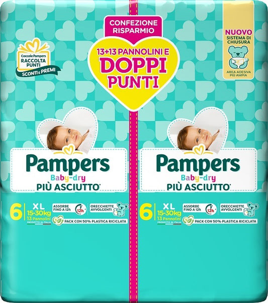 PAMPERS BABY DRY DIAPER DUO DOWNCOUNT XL 26 PIECES